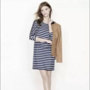 J.Crew Navy & White Stripe with Orange Accent Shift Dress